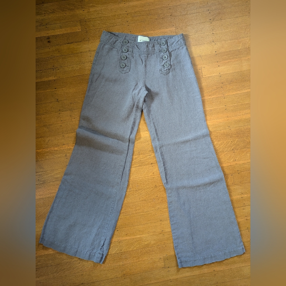 Elevenses Wide Leg Linen Sailor Pants - 6